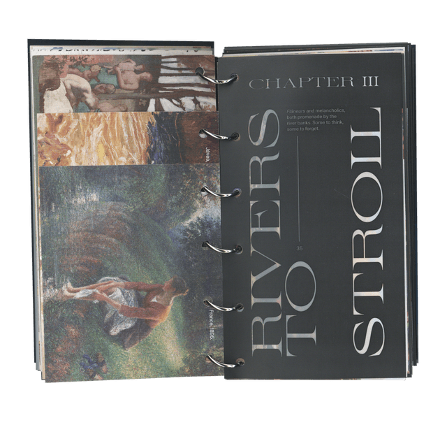 Editorial design exploring rivers, archives, and human relationships to water